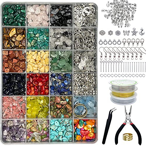 Xmada Jewelry Making Supplies Kit - 1587 PCS Beads, Crystal Beads, Jewelry Pliers, Beading Wire, Earring Hooks, Rings, Bracelets for Girls and Adults