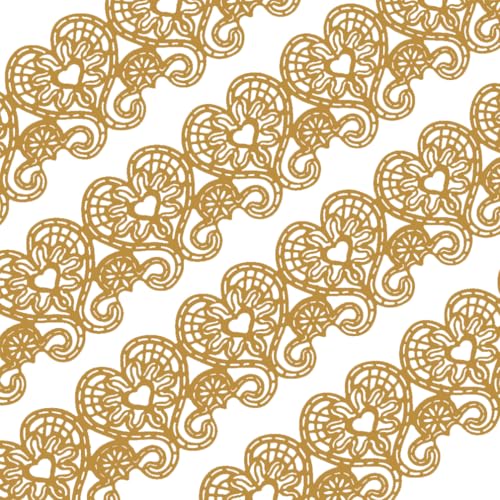 Funshowcase Large Pre-Made Ready to Use Edible Cake Lace Love Heart 14-inch 10-piece Set Golden