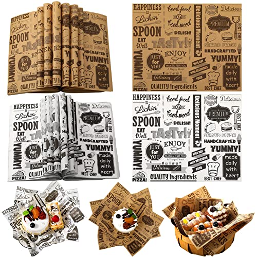 300 Pcs Deli Wax Paper Sheets for Food Grease Resistant Tray Basket Liners White Newsprint Paper Square Hot Dog Wrappers Greaseproof Deli Wrapping Sheets for Outdoor Picnic, Churches, Home Party