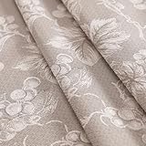 Grapevines Taupe Contemporary Grape Print Heavy 4 Gauge Vinyl Flannel Backed Tablecloth, Indoor/Outdoor Wipe Clean Tablecloth with Flannel Backing, 60 Inch x 120 Inch Oblong/Rectangle, Taupe