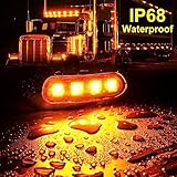 PSDRIQQ 20Pack DC12-24V 3.7 Inch 4 LED Trailer Marker Lights Clearance Light Front Rear Side Indicators Lamp with Chrome Bezel Universal for Truck RV Camper Van Caravan Boat - Amber