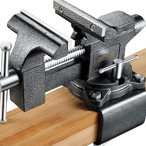 [Upgraded] Multi-Purpose Bench Vise 4-1/2", Table Vice For Workbench, Universal Clamping Vise With Heavy Duty Cast Iron, Multi-Jaw, Swivel Base, Easy Adjustment for Woodworking, Workshop DIY Uses…