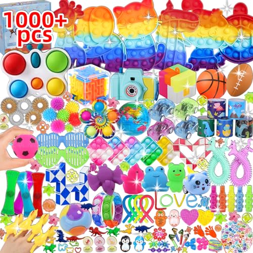 1000Pcs Party Favors for Kids, Fidget Toys Bulk, Birthday Gift Toys, Fidgets Stocking Stuffers, Treasure Box Birthday Party, Goodie Bag Stuffers, Carnival Prizes, Pinata Filler Stuffers for Classroom