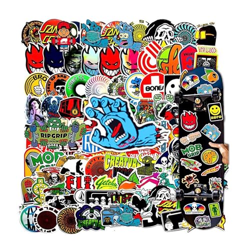 100Pcs Skateboard Stickers, Brand of Skateboard, Suupperenne, Vaamm, Samta Crunn Stickers for Suitcase Skateboard Trunk Laptop Computer Water Bottles