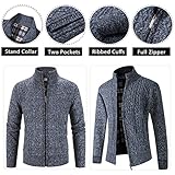 Msmsse Men's Knitted Cardigan Sweaters Jacket Full Zip Sweater Coat Dark Grey US S