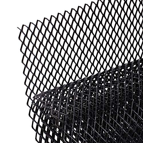 AggAuto 47x16 inches Car Pickup Truck Grill Mesh Spoiler Bumper Vent Aluminum Alloy Automotive Grille Insert Air Intake Racing Rhombic Hole 8x16mm Black