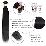 Grcabeir Straight Bundles Human Hair 100% Unprocessed Brazilian Virgin Human Hair 4 Bundles(40 40 40 40 Inch) Straight Human Hair Bundles Hair Weft for Women Natural Color