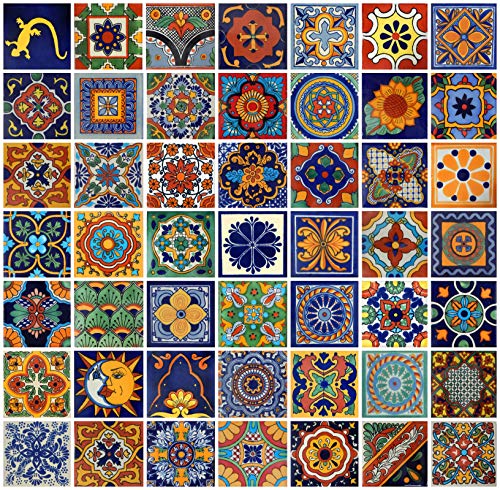 COLOR Y TRADICIÓN 100 Mexican Tiles 4x4 Handpainted Hundred Pieces 50 Different Designs