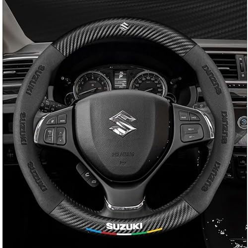 BDDMLP Leather Car Steering Wheel Cover for Suzuki Swift 2013-2017, Anti-Slip Breathable Auto Steering Wheel Protector, Steering Wheel Protector Interior Accessory,C