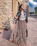 ZAKIA Women's Casual Flowy Chiffon Maxi Leopard Skirt Long Pleated Animal Cheetah Print Skirts (Brown,X-Large)