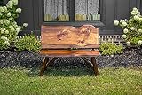 SOUTHERN RUSTIC LOGWERKS Rustic Log Live Edge Pine Bench with Back Rest Support (Honey Pine)