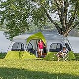 CORE 12 Person Instant Cabin Tent | Large 3 Room Family Pop Up Tent for 2 Minute Camp Setup | Included Storage Pockets for Camping Accessories