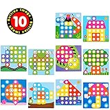 AMOSTING Color Matching Mosaic Pegboard – Sensory Early Learning Kids Activity, Educational Preschool Toys Gifts for Toddlers, Boys & Girls Ages 3+