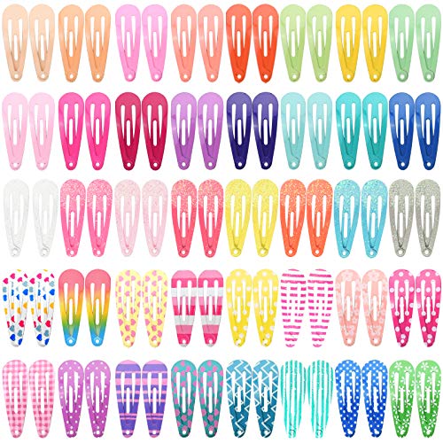 Toddler Hair Clips, Funtopia 80 Pcs (1.2 Inch, 3cm) Cute Mini Snap Hair Clips for Baby Girls Kids, Colorful Small Snap Barrettes Metal Barrette for Fine Hair