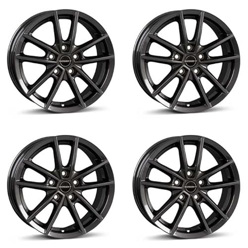 4x Borbet alloy rims W 6x15 ET43 5x100 mistral anthracite glossy compatible with VW Polo