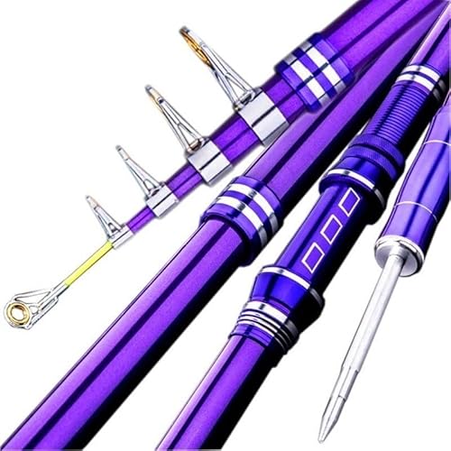 Fishing Rod Super Hard Carp Fishing Rod Feeder Hard Carbon Fiber Telescopic Lure Spinning Pole Fishing Rod Fishing Pole (Color : Purple, Size : 3.6M)