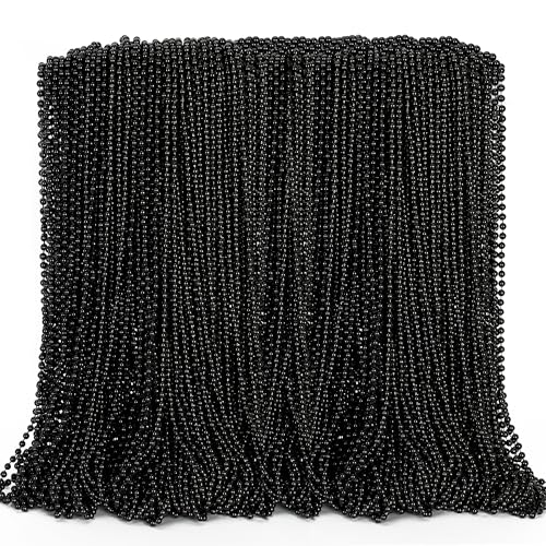 144PCS Bead Necklace, Black Mardi Gras Bead Necklace Party Favors, 33" Metallic Mardi Gras Round Beaded Bulk, Festival Parade Throw Accessories for Mardi Gras Carnival Halloween Party Supplies Decor