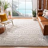 SAFAVIEH Arizona Shag Collection Area Rug - 8' x 10', Ivory & Beige, Moroccan Design, Non-Shedding & Easy Care, 1.6-inch Thick Ideal for High Traffic Areas in Living Room, Bedroom (ASG741A)