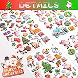 Christmas Puffy Stickers for Kids, 302Pcs Cute Christmas 3D Stickers for Scrapbooking DIY Phone Diary, Including Santa Claus, Christmas Tree, Snowman, Reindeer and More