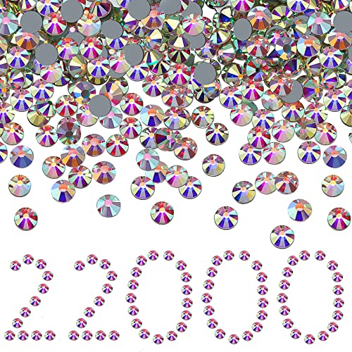 22000 Pcs Crystal Hotfix Rhinestone Large Quantity Flat Back Crystals Nail Gems Round Glass Rhinestones Flatback Hot Fix Gem Stones for DIY Crafts Clothes Shoes Supplies(SS10, Crystal AB)