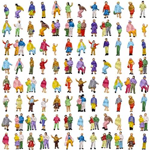 P150W 100pcs 1:160 Painted Figures N Scale Standing People Assorted Poses Model Trains