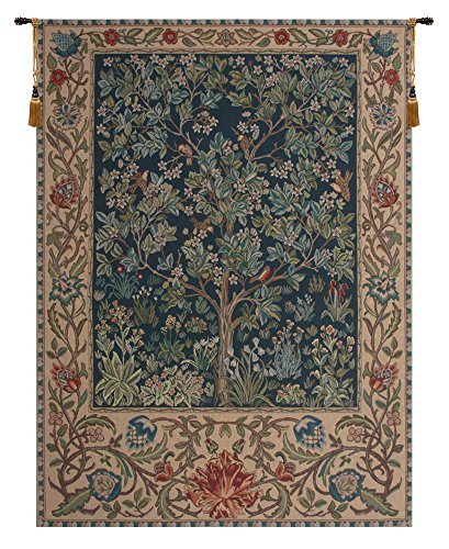 C Charlotte Home Furnishings Inc Tree of Life Belgian Medium Tapestry Wall Hanging | Viscose Cotton and Polyester Blend Wall Art | 33 in. x 44 in. | Home Decor Accents | By William Morris