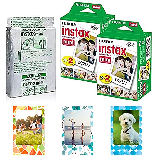 Fujifilm Instax Mini Instant Film,10 Sheets×5 Pack(Total 50 Shoots) Bundled with Tudak Photo Magnet Frames [Bulk Packaging]