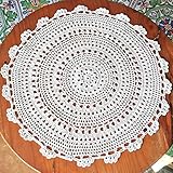 Phantomon Handmade Doilies Crochet Round Cotton Large Lace Placemats Coasters Table Covers, Pack of 4, Beige, 17 Inch