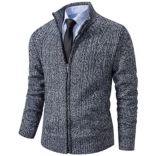 Msmsse Men's Knitted Cardigan Sweaters Jacket Full Zip Sweater Coat Dark Grey US S