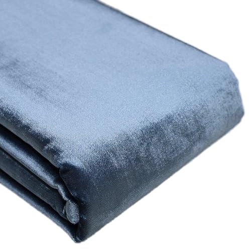 TinaKim 54" Wide Heavyweight Velvet Fabric - Shiny Non-Stretch Textile for Upholstery, Costume, Craft Projects, Drapery & DIY Home Decor Supplies (16 Blue Grey, 2 Yard)