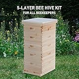 CREWORKS 5 Layer Bee Hive, Beehive for Honey, Bee Box Beekeeping Supplies, Hive Kit for Starter Beekeeper (No Frames)