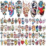 Temporary Tattoo Adult Sleeve, Sugar Skull Mushroom Floral Tribal Eye Half Arm Sleeve Fake Tattoos for Adults Women Men, Waterproof Tiny Tattoos Sticker for Girls Boys and Kids, 77 Sheets