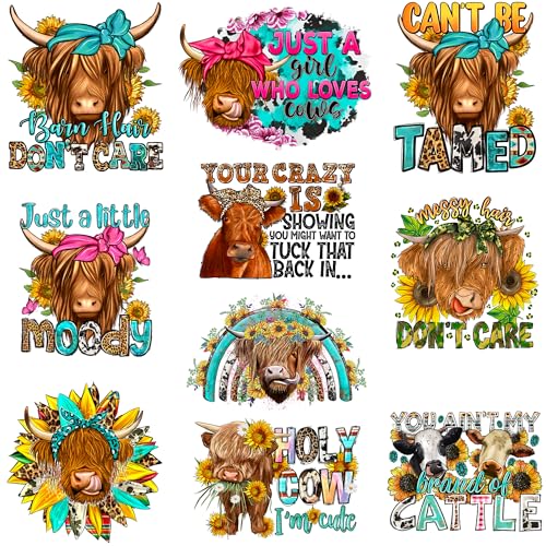 20 Sheets Iron On Decals for T-Shirt Heat Transfer Patches Iron On Transfers Vinyl Sticker Washable Cow Design Heat Press Decoration Applique DIY Crafts