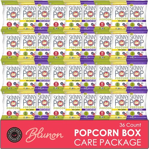 Skinny Pop Popcorn Variety Pack - Snack Bags Assortment Gluten Free - Care Package Gift Box (35 Count)