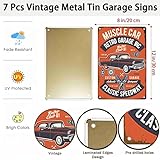 7 Pcs Vintage Metal Tin Signs Retro Garage Signs For Men Wall Decorations Old Car Shop Posters Oil And Gas Station Sign Man Cave Decor 8×12 Inch（7pcs）