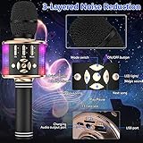 Amazmic Kids Karaoke Microphone Machine Toy Bluetooth Microphone Portable Wireless Karaoke Machine Handheld with LED Lights, Gift for Children Adults Birthday Party, Home KTV(Black Gold)