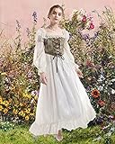 NSPSTT White Renaissance Dress Women Fairy Dress Victorian Medieval Costume, Fairy Green, L