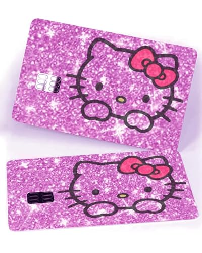 ExotixCard The Original Ultra Bling Reflective Card Sticker Debit -Credit Skin Shiny Removable Cover Especially Bright, Protecting No Bubble, Slim, Waterproof Card Cover (Big Cat) (Pink)