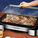 AMERZIS Electric Grill Hot Pot with 1500W High Power, 120V US Standard, Smokeless Barbecue Grill and Multi-Functional Cooking Pan