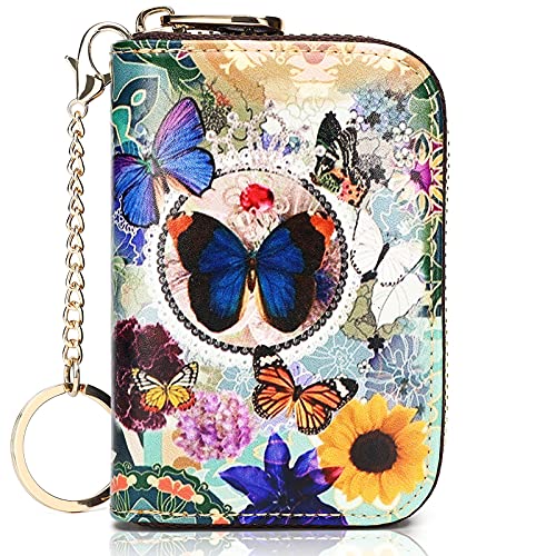 APHISON RFID Credit Card Holder Wallets for Women Leather Zipper Card Case for Ladies Girls/Gift Box (058)