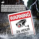 Warning Security Cameras In Use 24 Hour Video Surveillance Sign 10x14 Aluminum UV Ink Printed,Durable/Weatherproof Up to 7 Years Outdoor for House and Business (4-Pack)