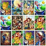 12 Pack Diamond Painting Kits for Adults, Cartoon Gem Art for Adults, Gem Painting Kits for Beginners, DIY Diamond Art Packs, Christmas Gift for Women, 5D Gem Craft Kit with Diamonds(12x16inch)