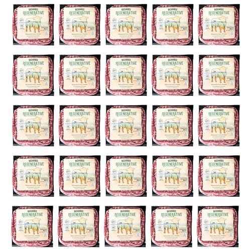 Richards Regenerative Ground Beef, 85% Lean / 15% Fat Grass-Fed Premium Blend, Perfect for Burgers, Frozen Family Pack (25-1lb packages)