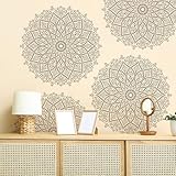 Sitsink Large Mandala Stencils for Painting - 6 Pcs Rangoli Stencils for Painting on Walls, Reusable Fabric Painting Stencils Bohemian Mandala Template Stencils for Painting Large Pattern