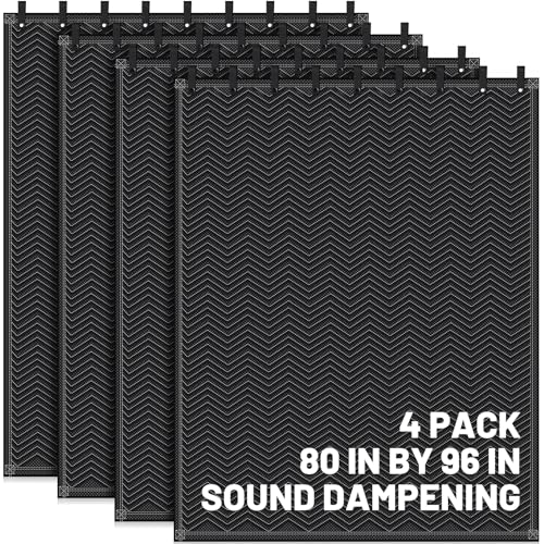 Tudomro 4 Pcs Soundproof Blanket 80'' x 96'' Sound Dampening Blanket with Grommet Outdoor Noise Barriers Studio Insulated Sound Absorption Sheet for Door Acoustic Noise General Indoor or Outdoor Use