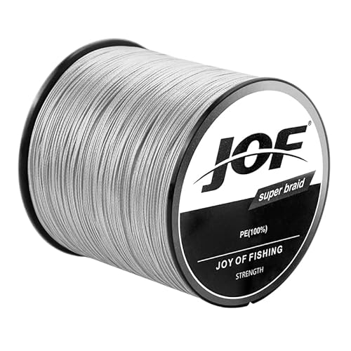 JOF Braided Fishing Line, Abrasion Resistant Braided Lines, High Sensitivity and Zero Stretch,500m 4 Strands/8 Strands/12 Strands PE Line (Gray, 500m(546yds)_X12_3.0#(0.28mm))