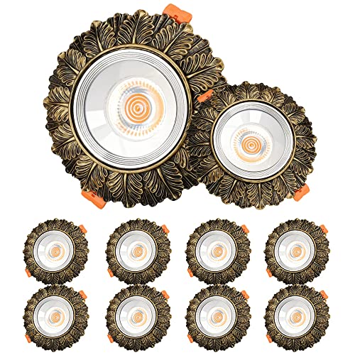 FAZRPIP 1pcs/2pcs/6pcs/10pcs Dimmable Led Downlight Baffle 1Trim Recessed Round Ceiling Lamps 12W Led Eyeball Retrofit Spotlight for Home Decor Living Room Slim Pot Lights