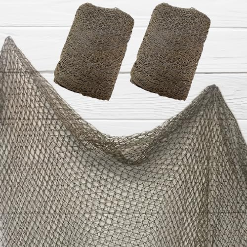 Fish Net Decorations, (2 Pack) Decorative Fishing Net Decor for Nautical, Mermaid, Pirate or Beach Themed Party or Room. 5 x10 Real Recycled Fish Netting for Decoration