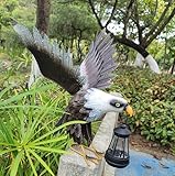 NASKY Garden Patio Outdoor Lawn Animal Eagle with Spread Wings Solar Garden Ornament Art Statue, Garden Decorative Light for Outdoor Patio, Patio, Porch and Yard, Bird Artwork.