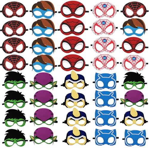 YALARY 32 Packs Masks Favors for Kid, Hero Party Supplies for Kids Dress Up Birthday Gift Halloween Cosplay Party Masks with 32 Different Types for Children